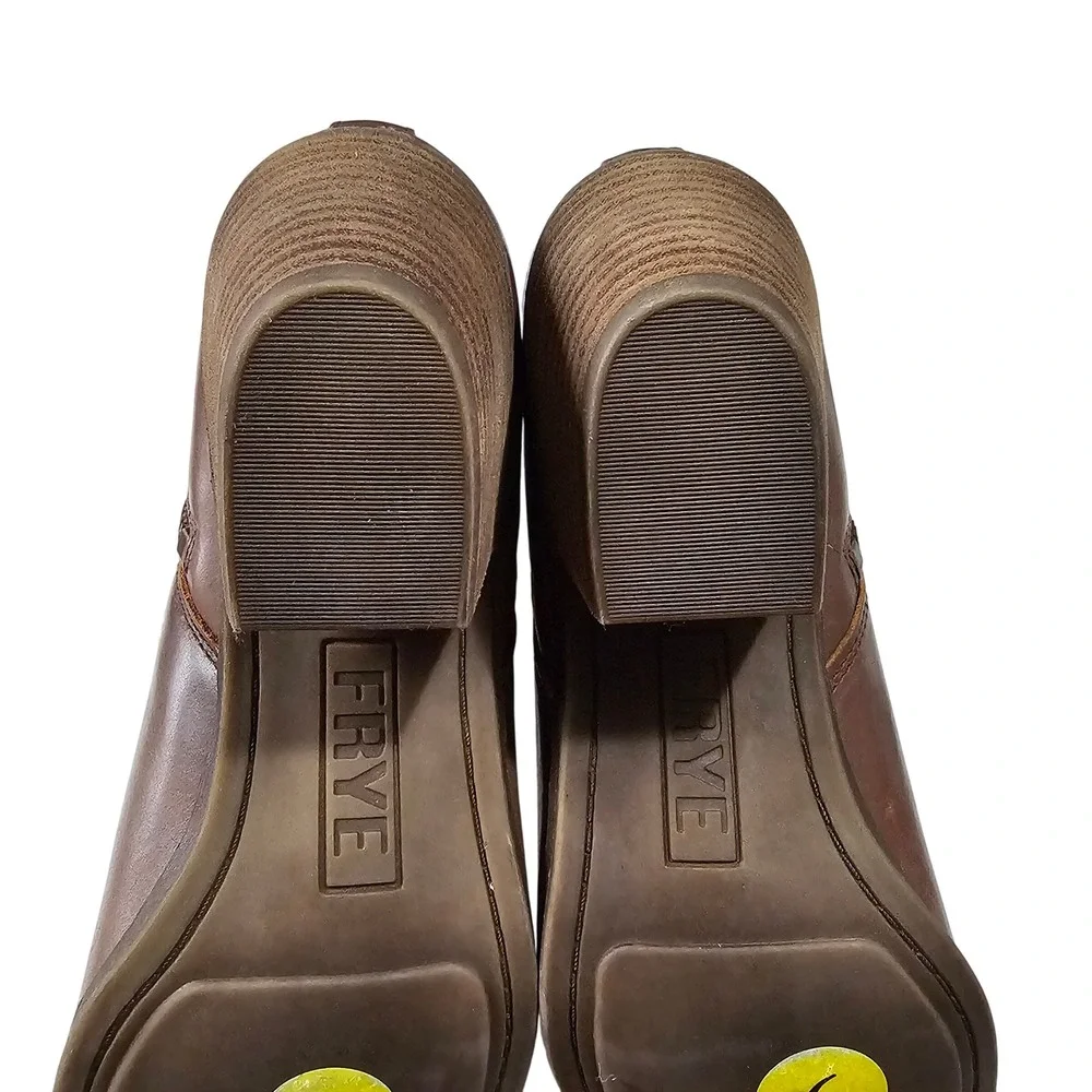 Frye Judith Double Zip Brown‎ Leather Almond Toe Ankle Booties Size 9M